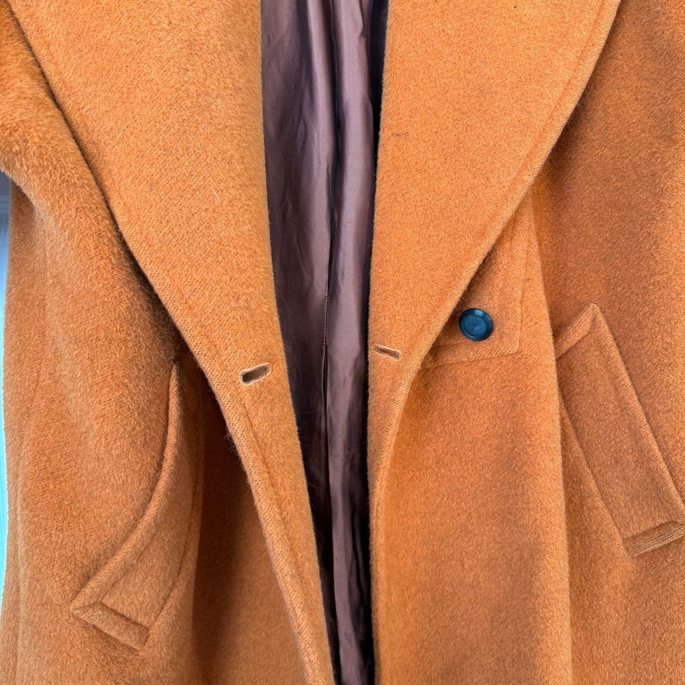 MAXMARA Burnt Orange Oversized Shawl Collar Wool Blend Cocoon Coat- DAMAGED - Picture 7 of 16